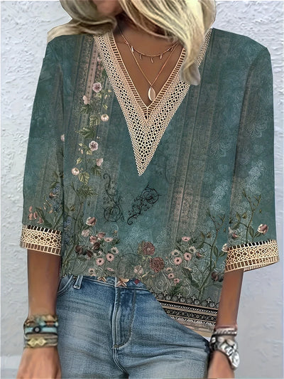 Boheme V-hals Bluse med Mønster | Olsen & Olsen™