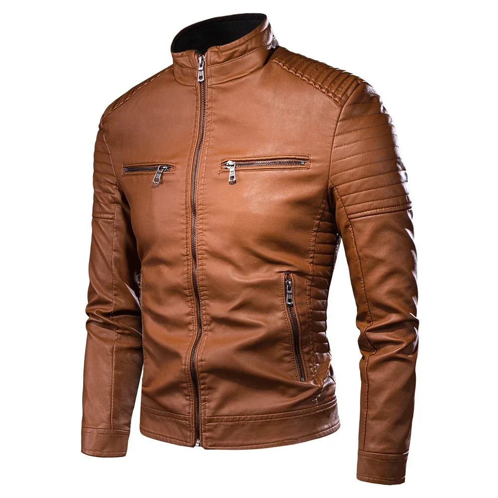 Mikkel™ Armor – Vintage læderlook med quiltede skuldre