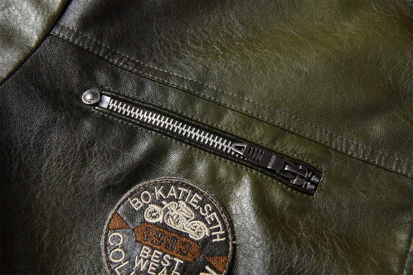 Tobias™ Rust – Rødbrun motorcykeljakke med patch-detaljer