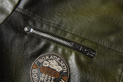 Tobias™ Rust – Rødbrun motorcykeljakke med patch-detaljer