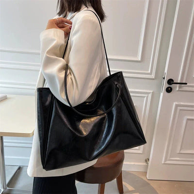 lisa™ – rummelig brun tote taske i læderlook