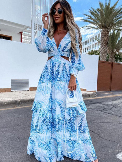Maxi Kjole Rosea Elegant med Raffinerede Udsparinger