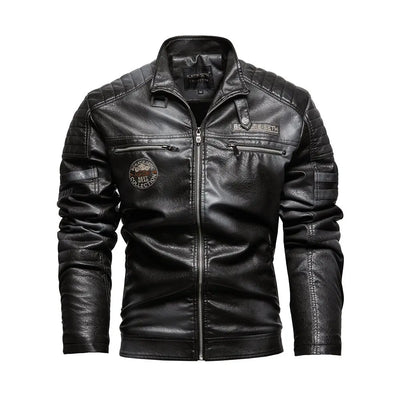 Tobias™ Rust – Rødbrun motorcykeljakke med patch-detaljer