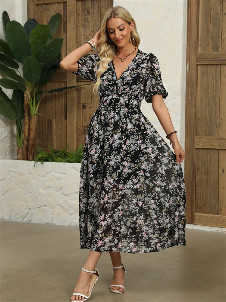 Chloe™ Chiffon Blomstret Kjole - Elegance til Hverdag - Olsen Official