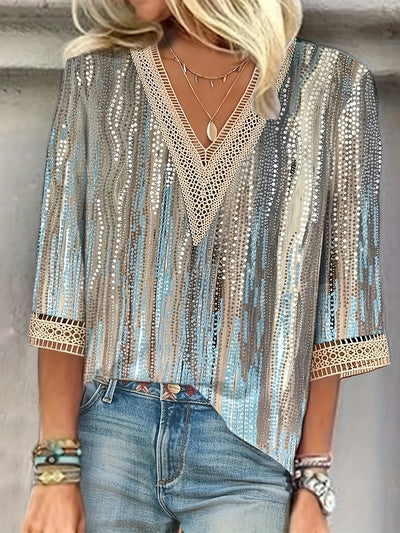 Boheme V-hals Bluse med Mønster | Olsen & Olsen™
