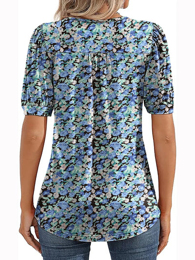 Blomsterprint Tunika med Puffærmer | Olsen & Olsen™ - Olsen Official