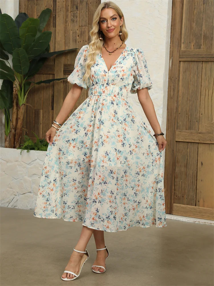 Chloe™ Chiffon Blomstret Kjole - Elegance til Hverdag - Olsen Official