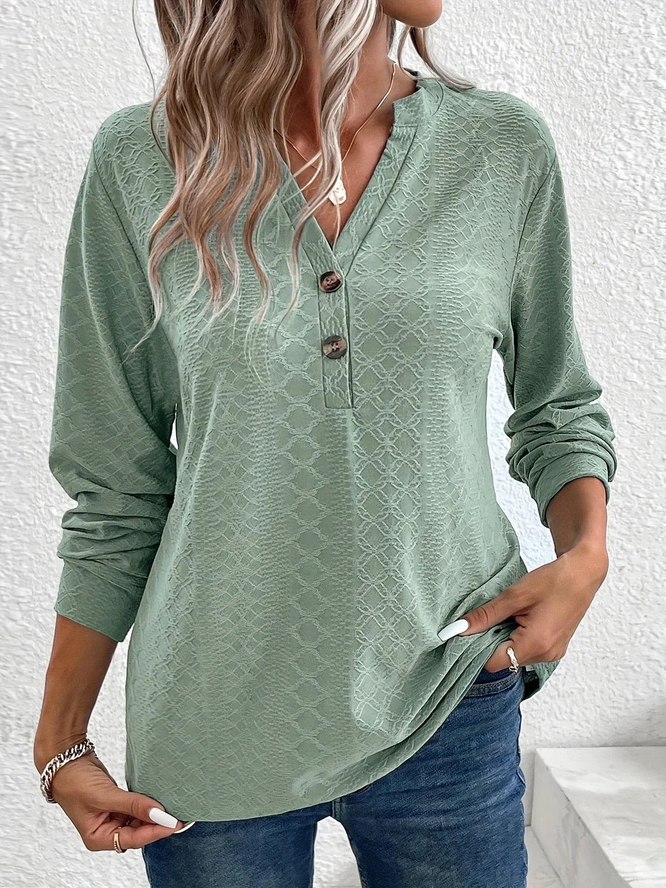 Struktureret Bluse med Knapper | Olsen & Olsen™