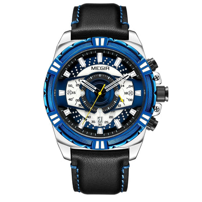 Luksus Kvarts Chronograph Militær Sport Læder Ur