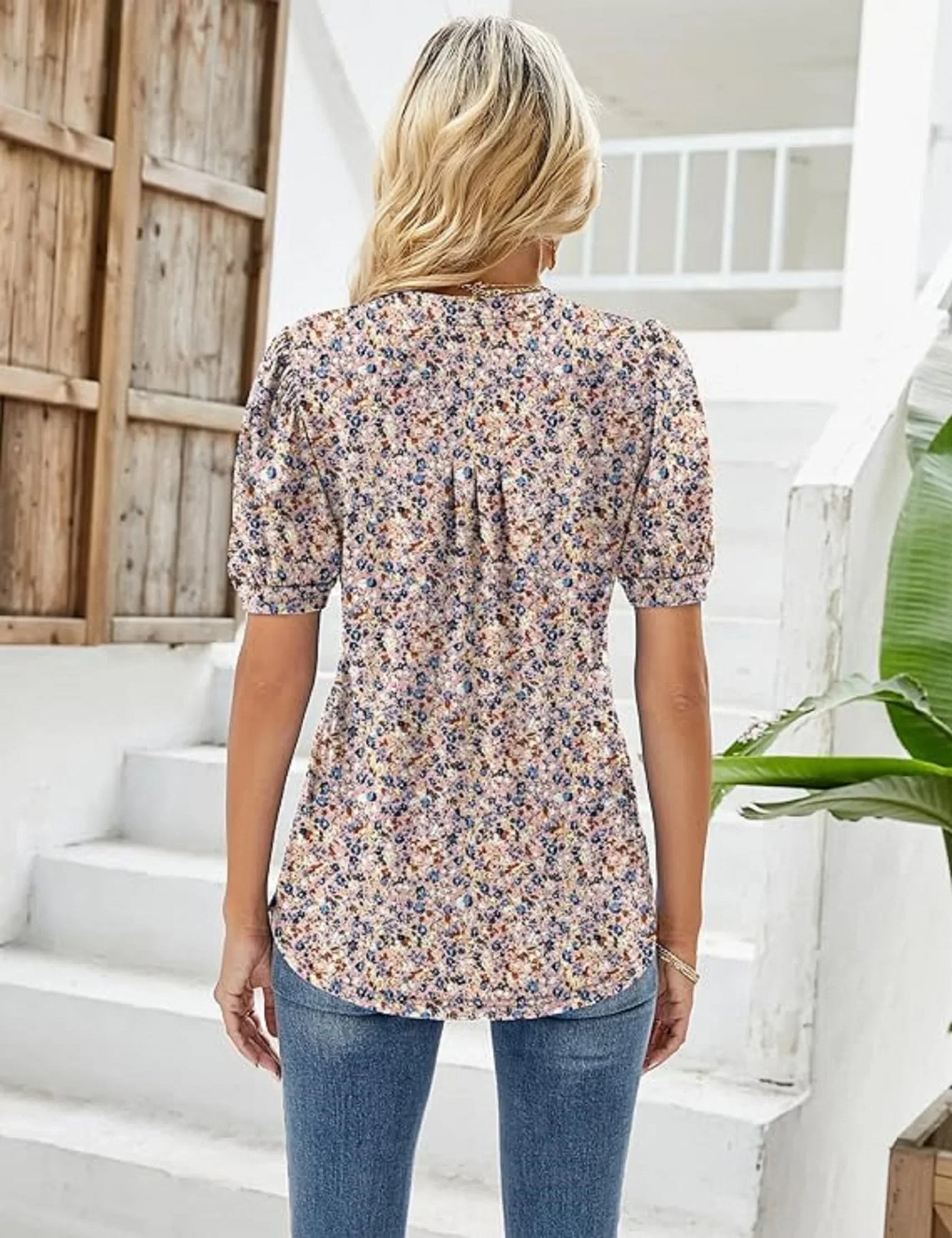 Blomsterprint Tunika med Puffærmer | Olsen & Olsen™ - Olsen Official