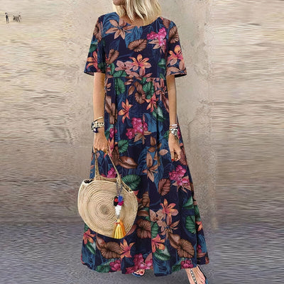 Elegant og Flydende Maxi Kjole Lotte™ med Blomster Charme™ - Olsen & Olsen - Olsen Official