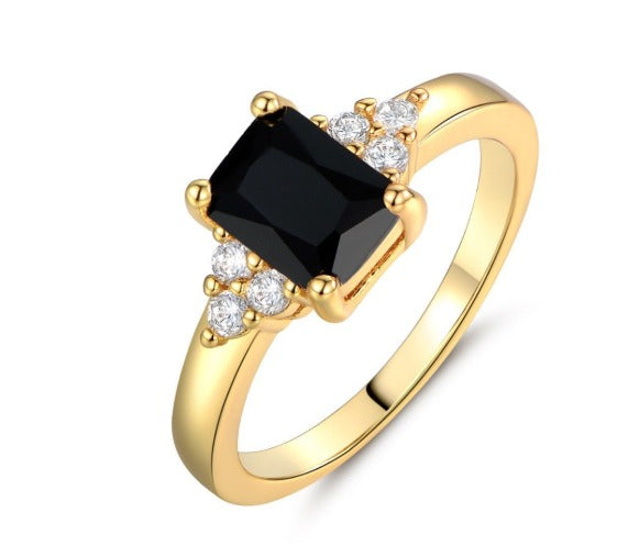 Sort Spinell Baguette Ring | Guld