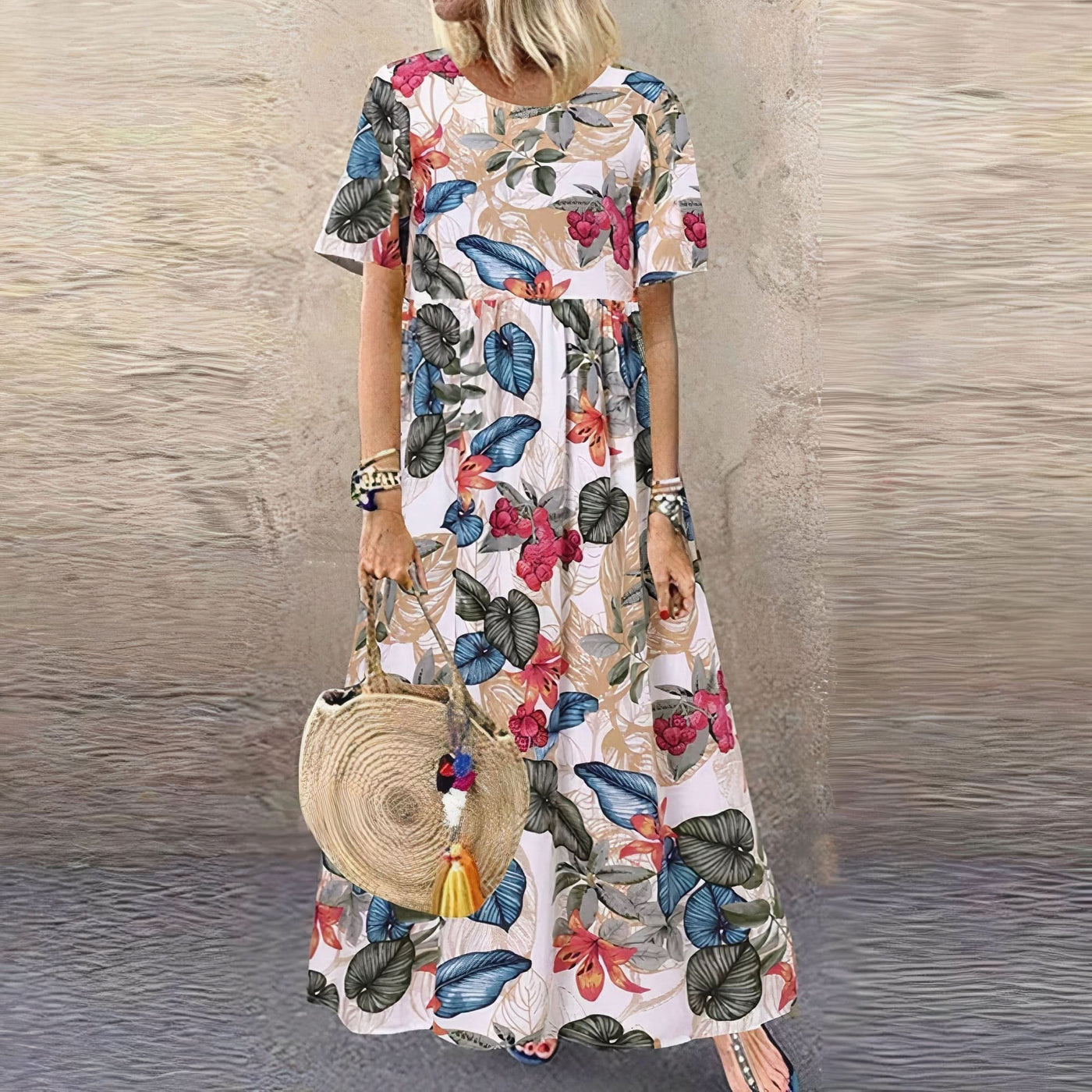 Elegant og Flydende Maxi Kjole Lotte™ med Blomster Charme™ - Olsen & Olsen - Olsen Official