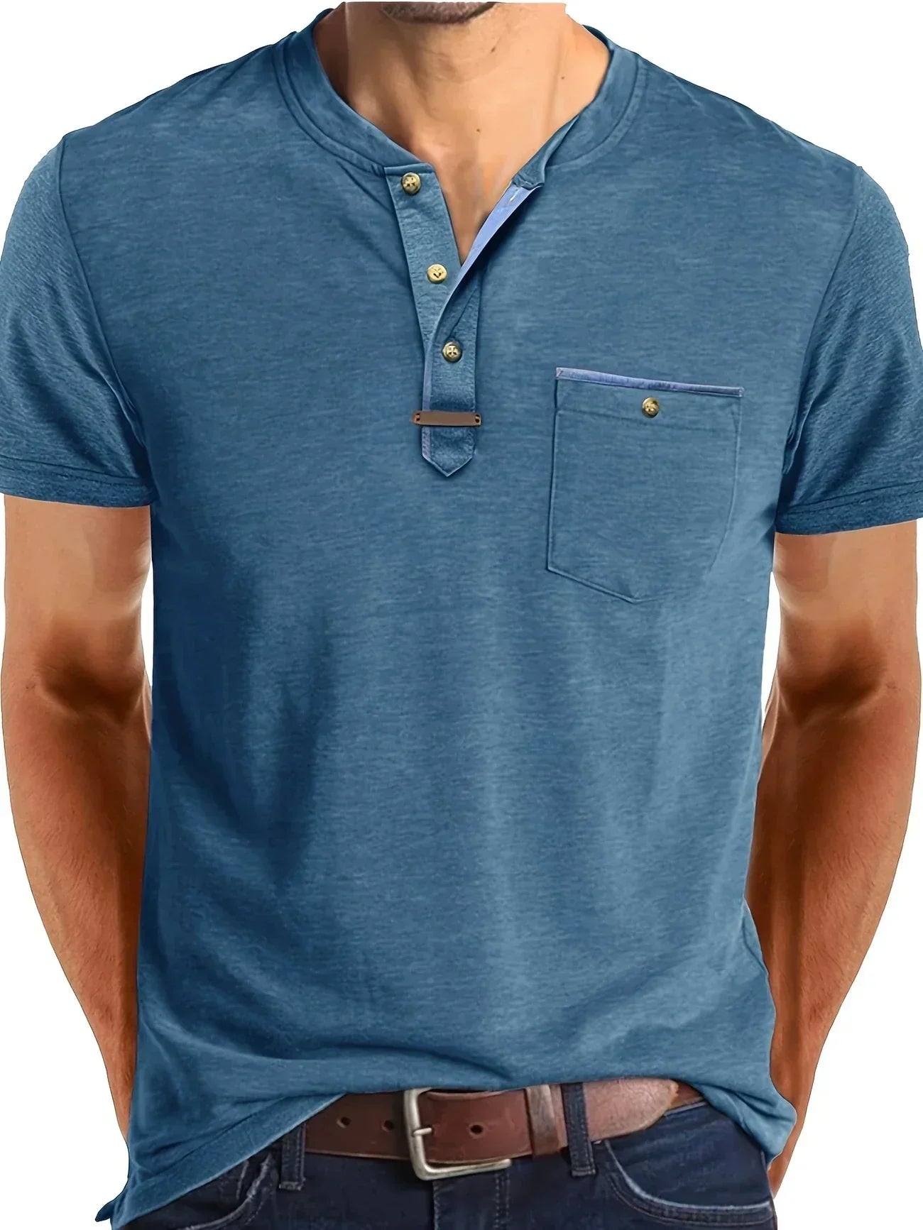 Saxon - Elegant Rund Hals T-shirt Med Lomme