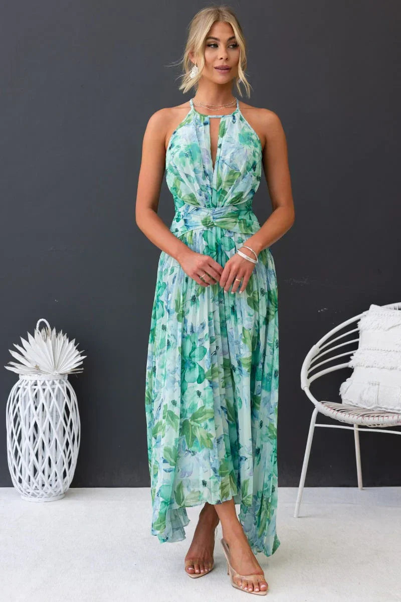 Rosea Elegant Garden Breeze maxikjole med halterneck