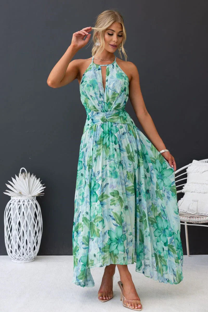 Rosea Elegant Garden Breeze maxikjole med halterneck
