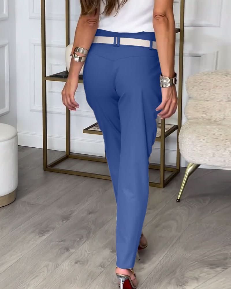 Patchwork Bukser Cora™ med Bælte - Olsen & Olsen™ - Olsen Official