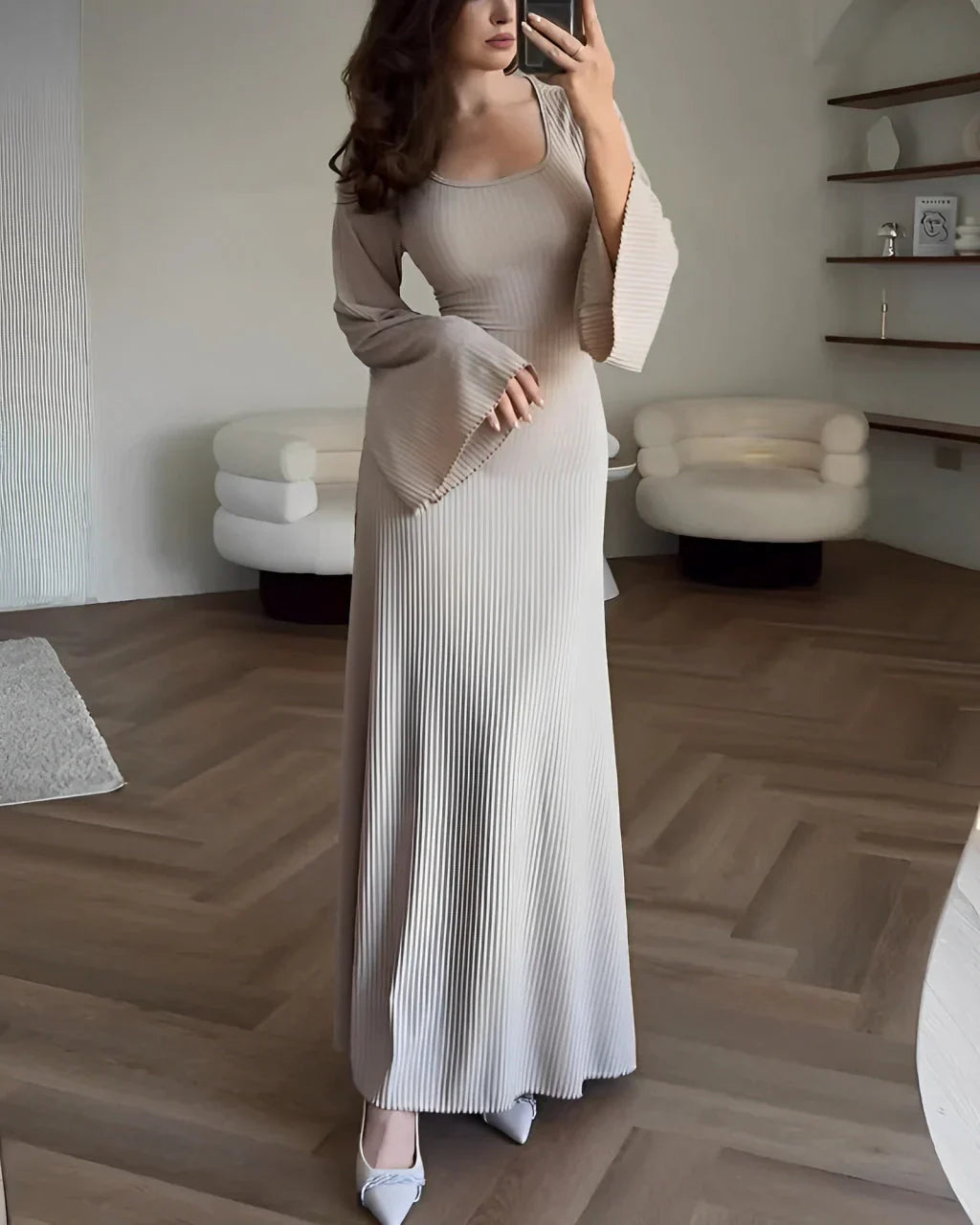 Rosea Elegant Chic strik maxi kjole