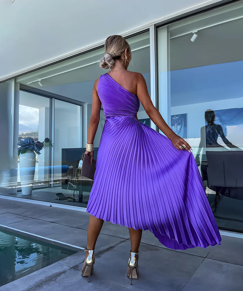 Rosea Elegant midi kjole med én skulder