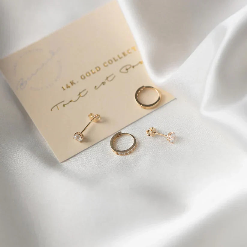 Månestråle Stein-Øreringe | Guld 14k
