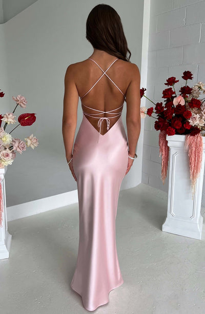 Rosea luksuriøs satin maxi kjole