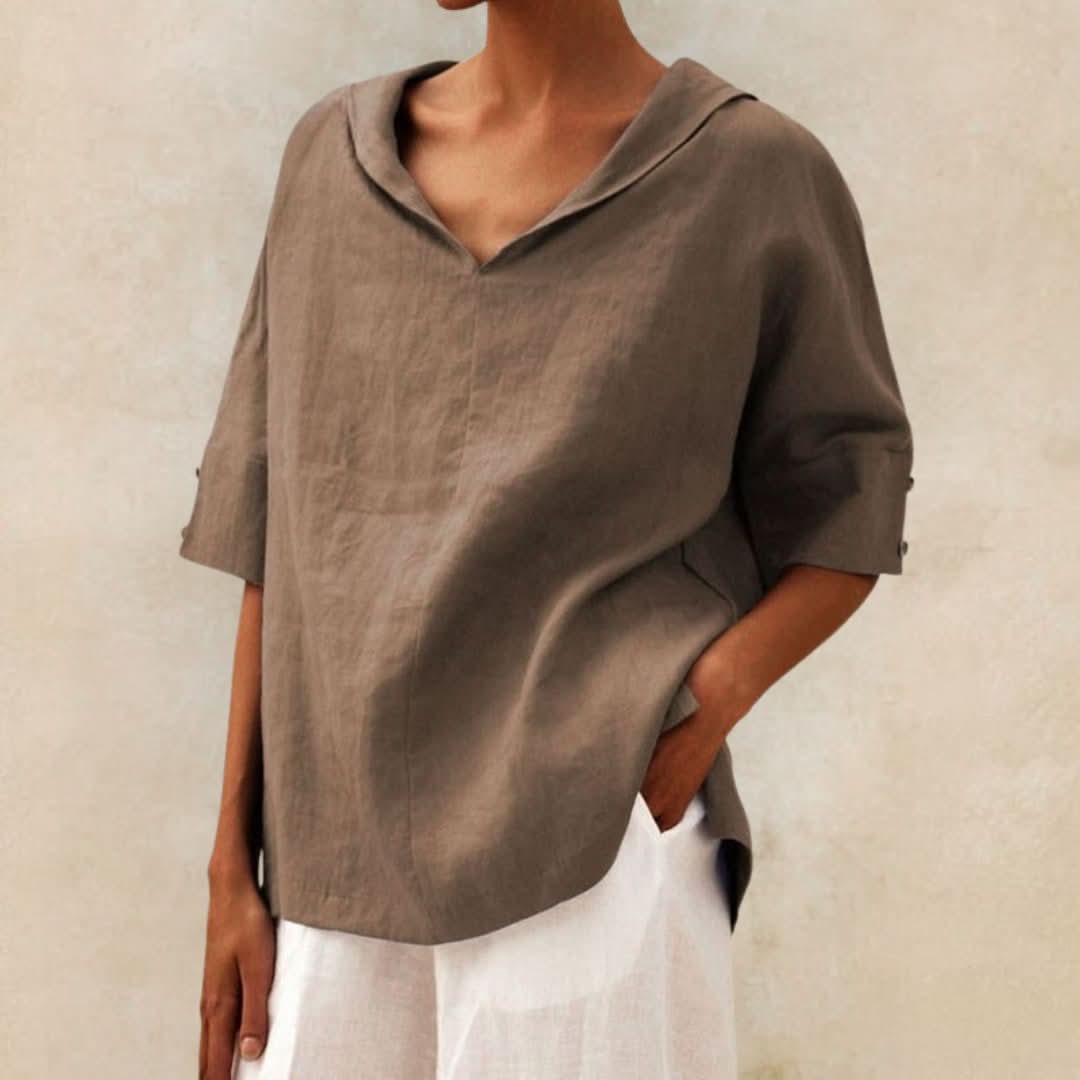 Casual Linnedame Skjorte Lena™ med V-udskæring - Olsen & Olsen™ - Olsen Official