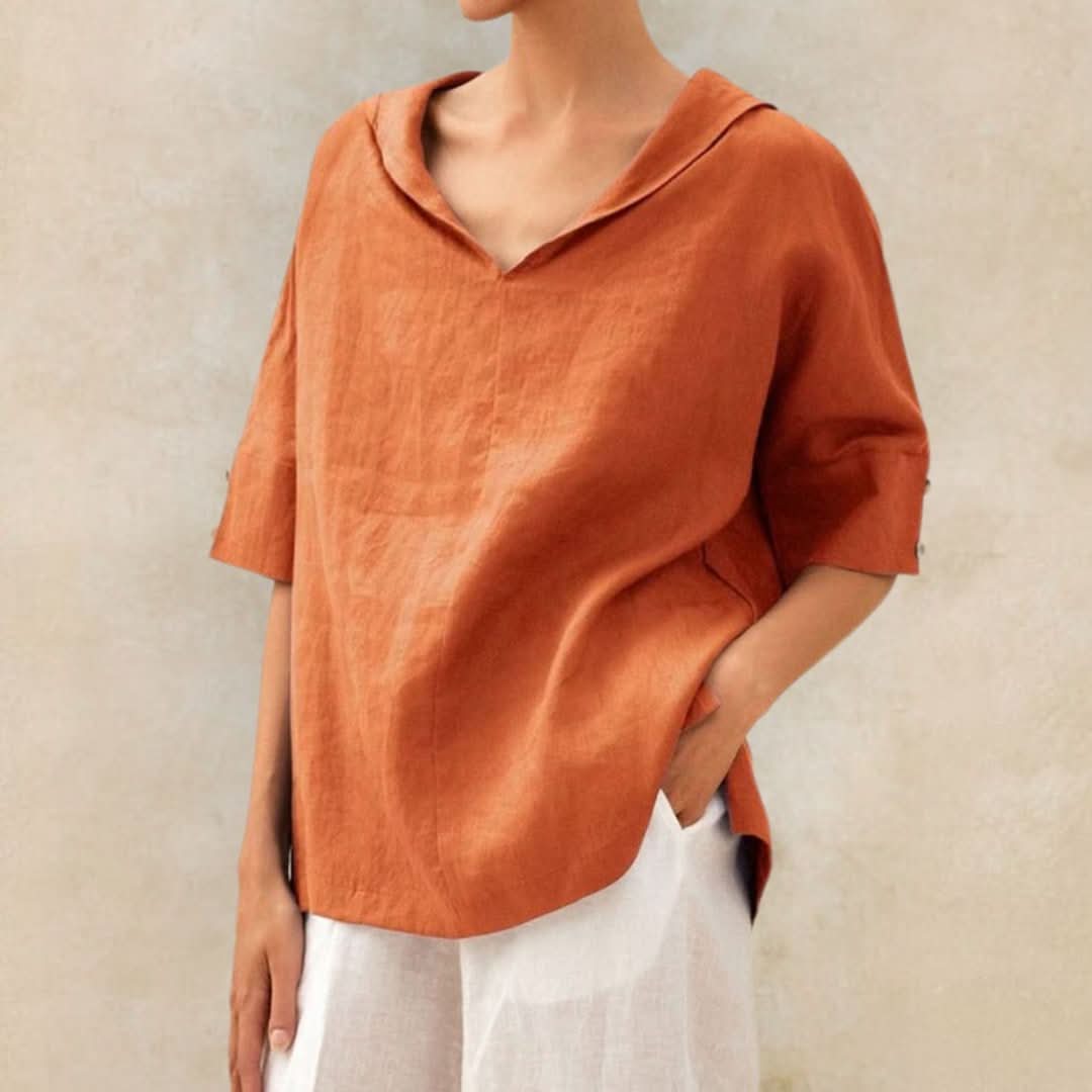 Casual Linnedame Skjorte Lena™ med V-udskæring - Olsen & Olsen™ - Olsen Official