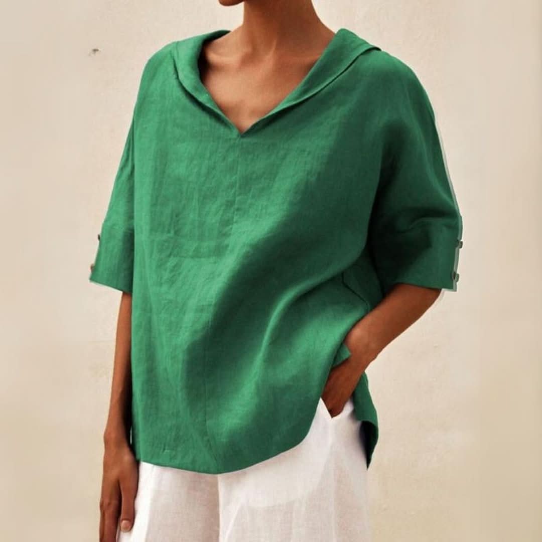 Casual Linnedame Skjorte Lena™ med V-udskæring - Olsen & Olsen™ - Olsen Official