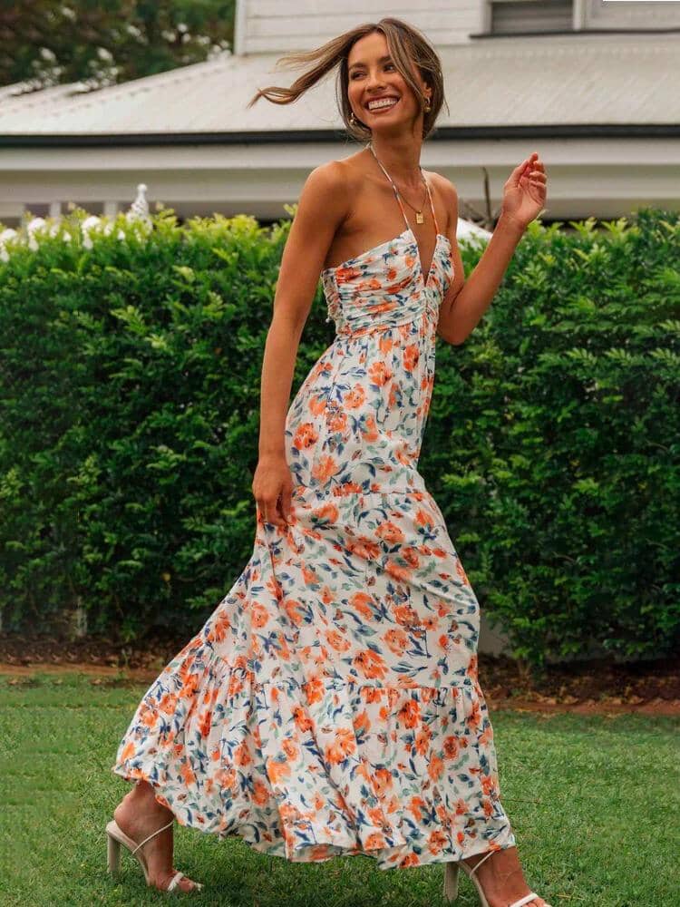 Let sommerkjole maxi Rosea Floral Halter