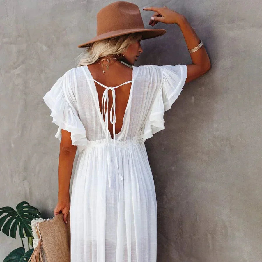 Rosea Maxi Hvid Strandkjole