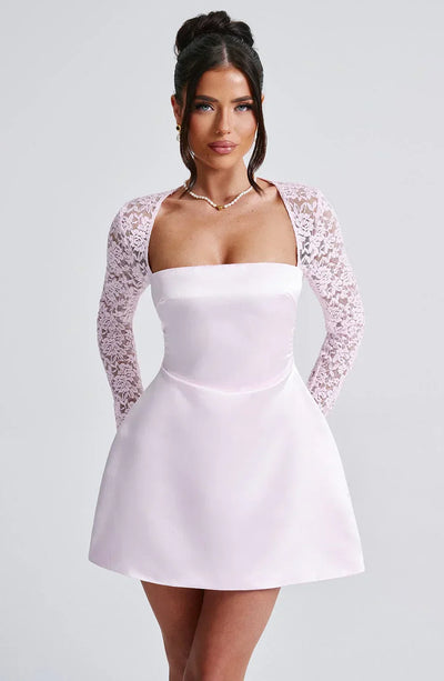 Rosa satin mini kjole