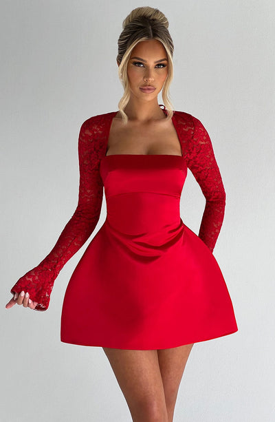 Rosa satin mini kjole
