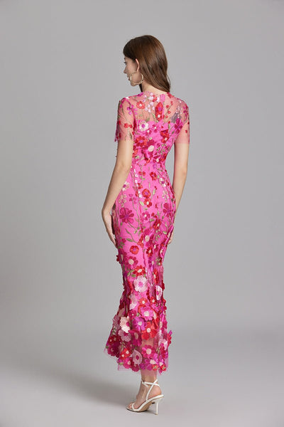 Rosea Elegancka Blomstret Kjole