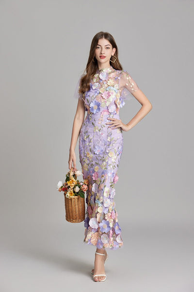 Rosea Elegancka Blomstret Kjole
