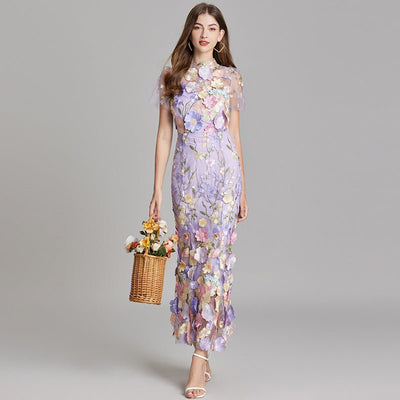 Rosea Elegancka Blomstret Kjole