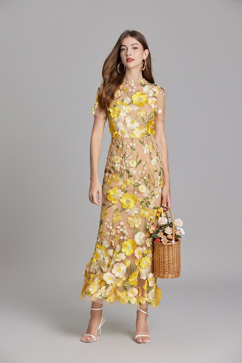 Rosea Elegancka Blomstret Kjole