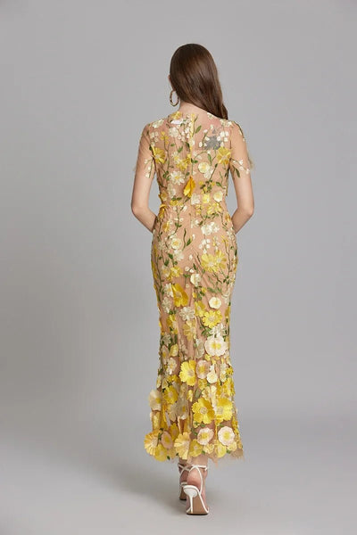 Rosea Elegancka Blomstret Kjole