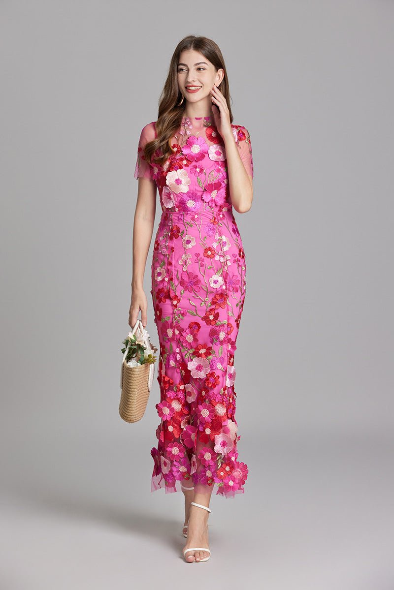 Rosea Elegancka Blomstret Kjole