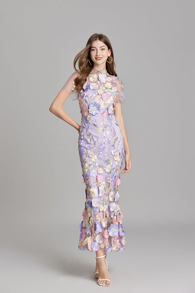 Rosea Elegancka Blomstret Kjole