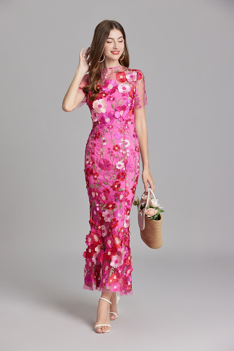 Rosea Elegancka Blomstret Kjole