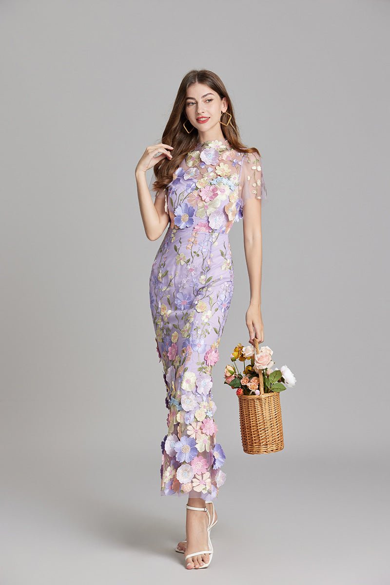 Rosea Elegancka Blomstret Kjole