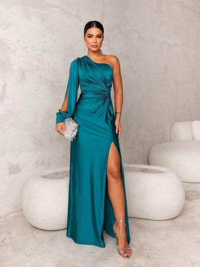 Elegant silke kjole Rosea med slids