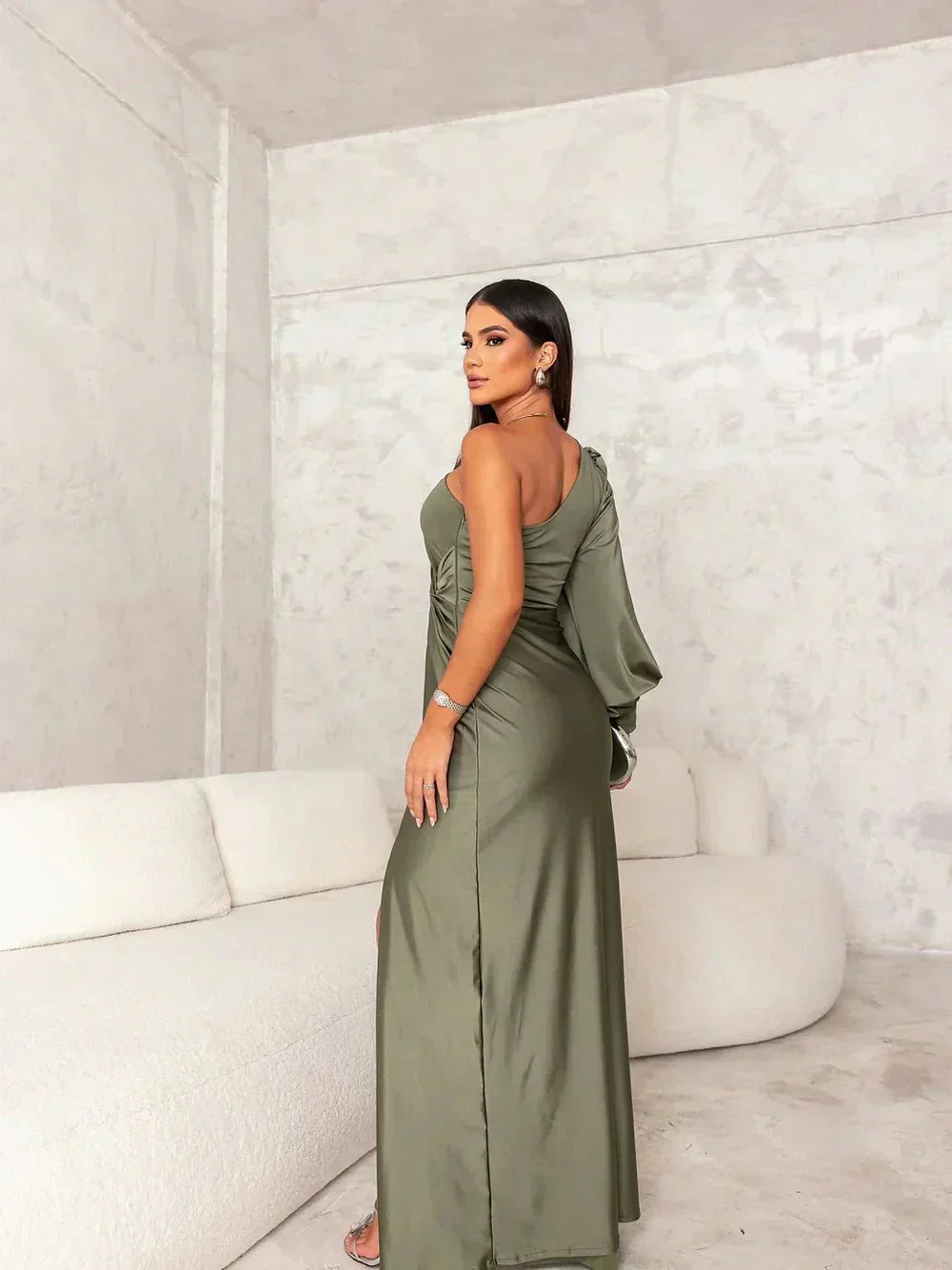 Elegant silkeskjorte Rosea med slids