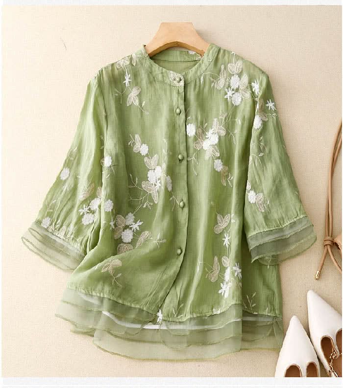 Eloise™ | Elegant Broderet Bluse™ fra Olsen & Olsen - Olsen Official